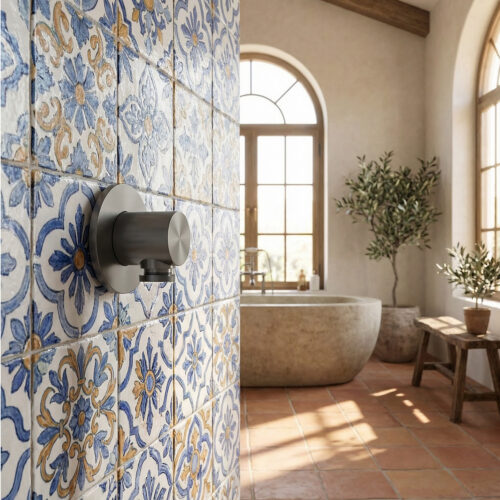 Soporte mural para ducha flexible color canón acero inox 316L