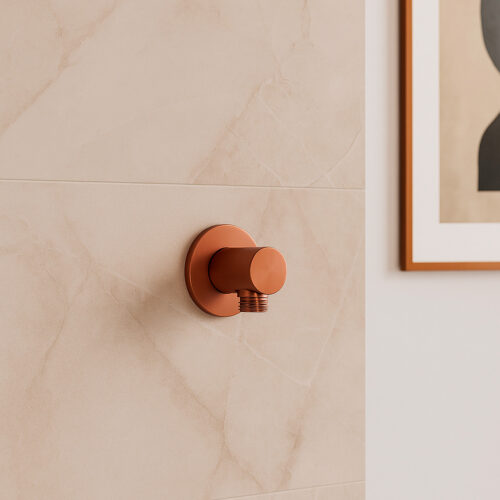 Conector pared para ducha flexible en acero inoxidable 316L color oro rosa resistente