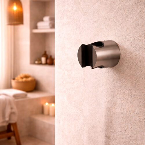 Soporte de pared para ducha color canna fucile en acero inoxidable 316L resistente