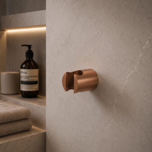 Soporte de pared para ducha color oro rosa en acero inoxidable 316L