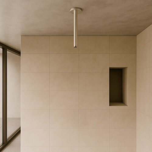 Soporte de ducha corto en acero inoxidable 316L color inox satinato