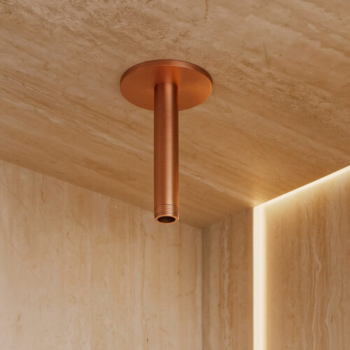 Brazo de ducha corto oro rosa en acero inox 316L 12 cm resistente a la corrosión
