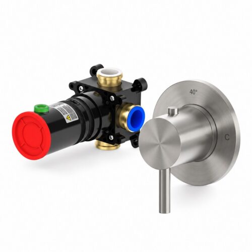 Mando termostático empotrado de pared negro en acero inoxidable 316L