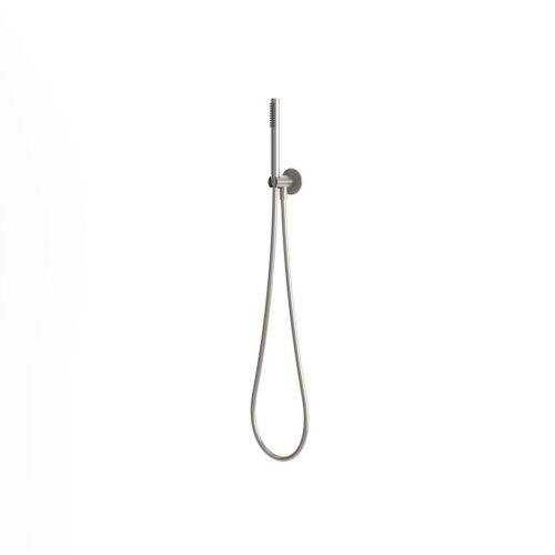 Kit de ducha con soporte mural tubo flexible y acabado en inox satinado