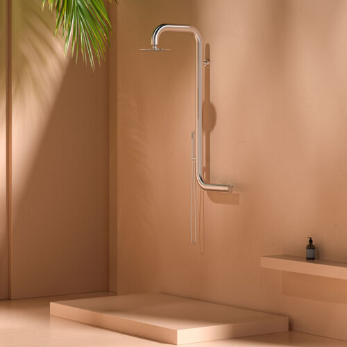 Sined Ducha Exterior Agua Caliente y Fría Cabras Pared Inox