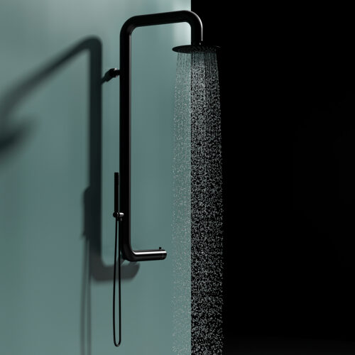 Sined Ducha Exterior De Agua Fría y Caliente Cabras Pared Negra