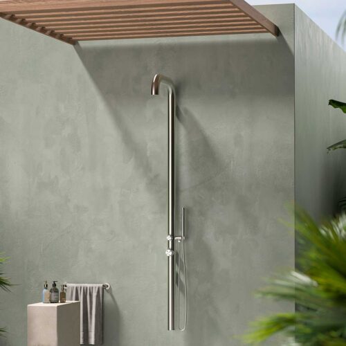 Sined Ducha Exterior De Agua Fría y Caliente Chia Wall Inox