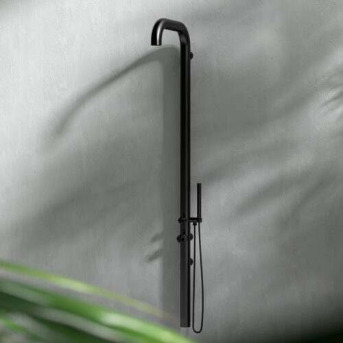 Sined Ducha Exterior De Agua Fría y Caliente Chia Wall Inox Negro
