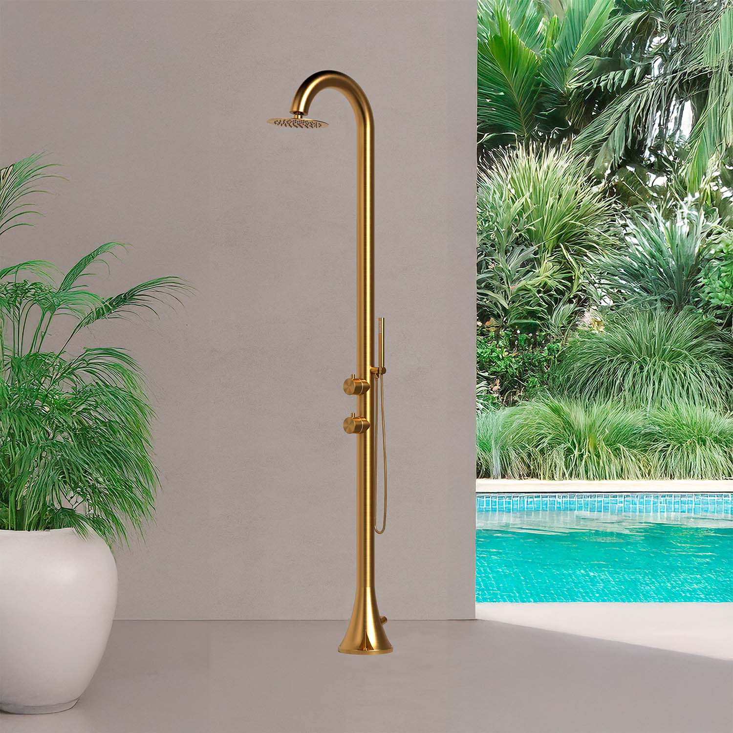 Ducha oro inox 316L 229e8239 cm con ducha de mano y agua calientefría - Imagen 5