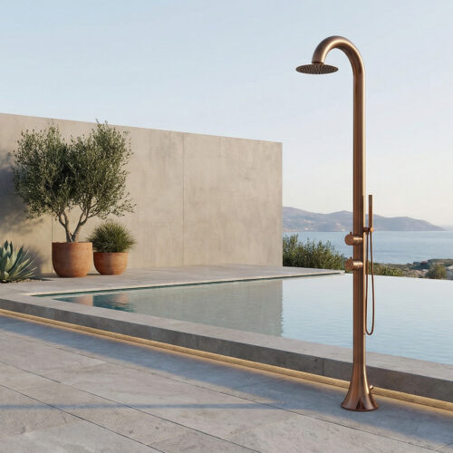 Piscina SINED Luna D Rose Gold Nautica Acero Inoxidable Ducha de mano Agua caliente y fría