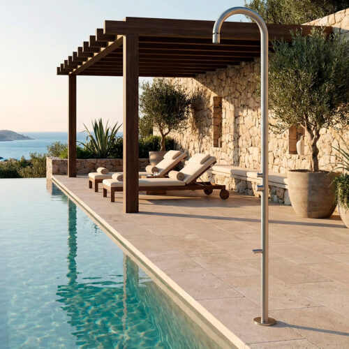 Ducha exterior acero inoxidable 316L color canna fucile alta resistencia y durabilidad