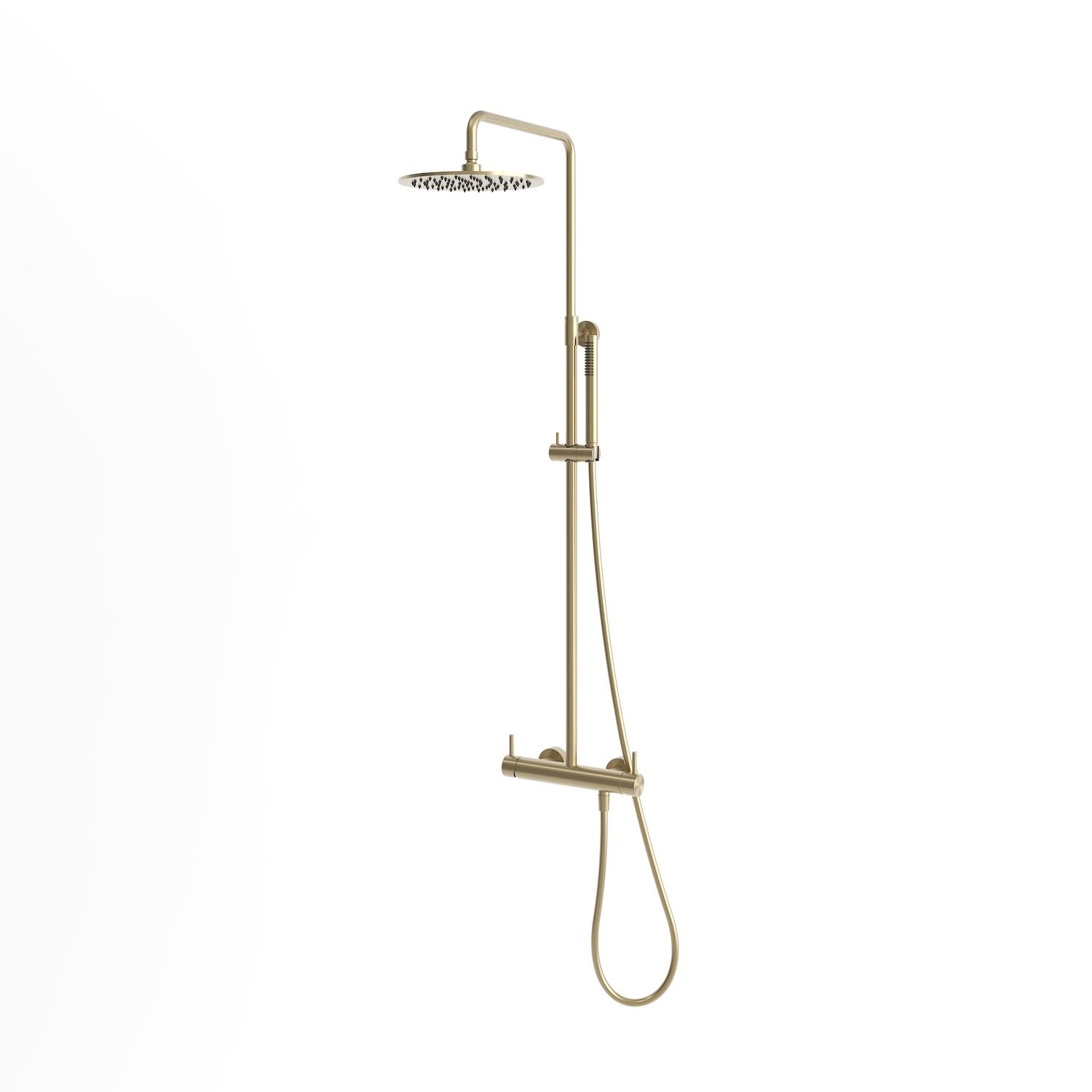 Ducha mural dorada de acero inoxidable 316L fría-caliente rociador 25 cm - Imagen 2