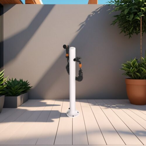 Fuente de Jardín Blanca de Aluminio con Conexión Lateral y Accesorios Incluidos