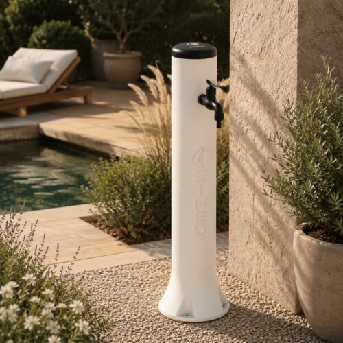 Fuente de jardín blanca de polietileno HD Ø15 × 100 cm resistente a UV