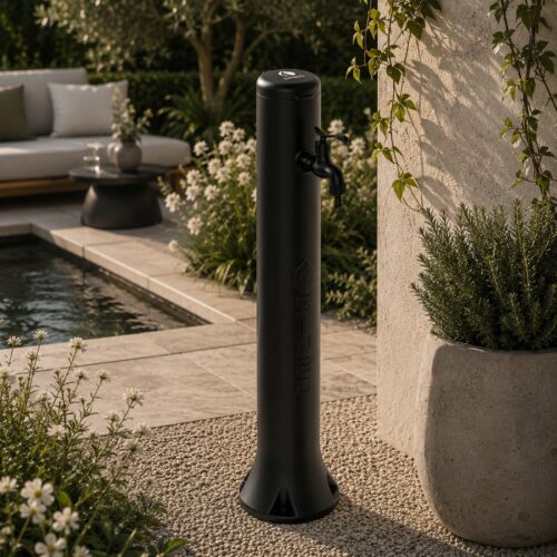 Fuente de jardín negra de polietileno HD 100 cm resiste UV cal y salitre