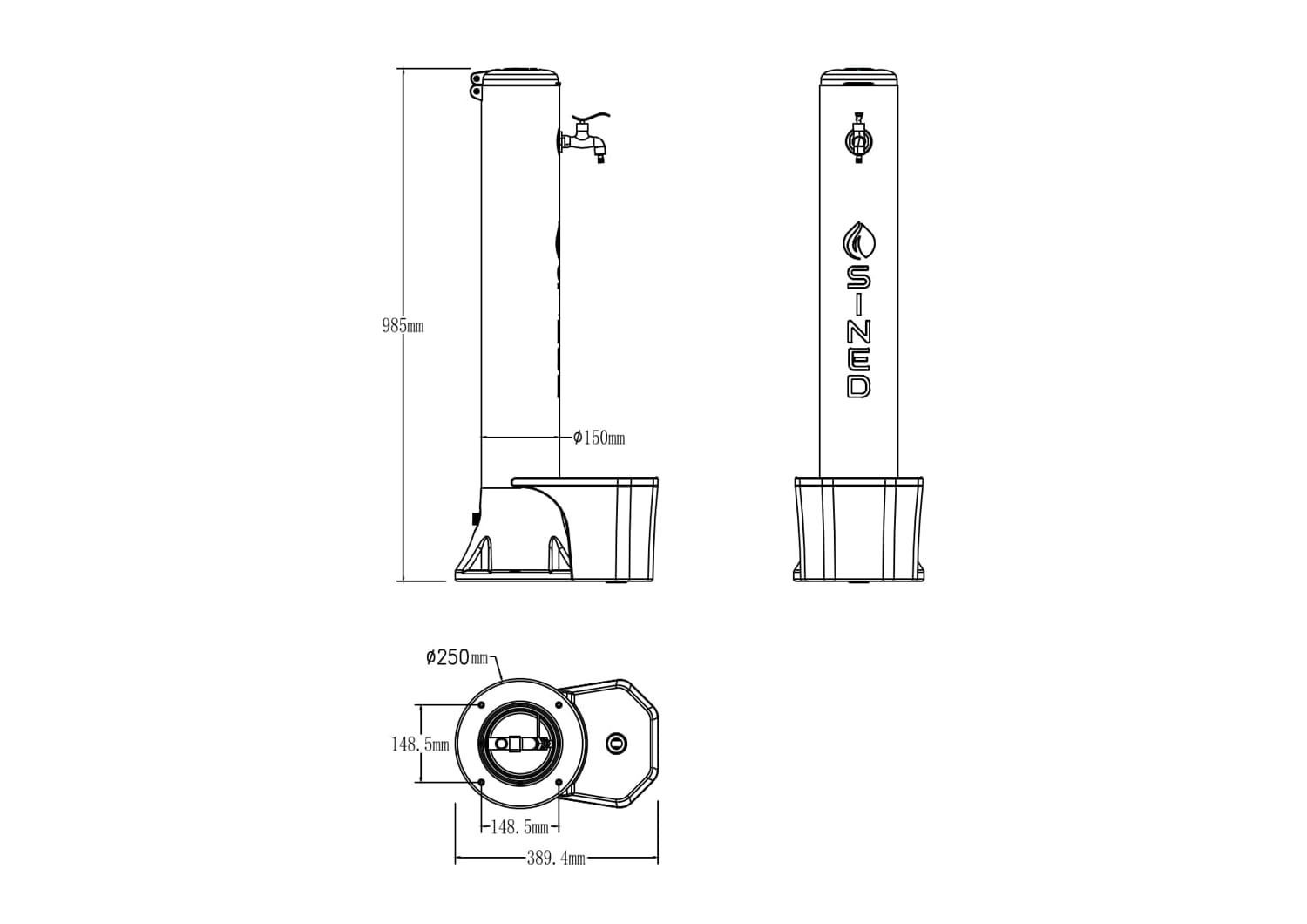 Fuente de jardín blanca de polietileno HD con grifo y rejilla de aluminio - Imagen 10