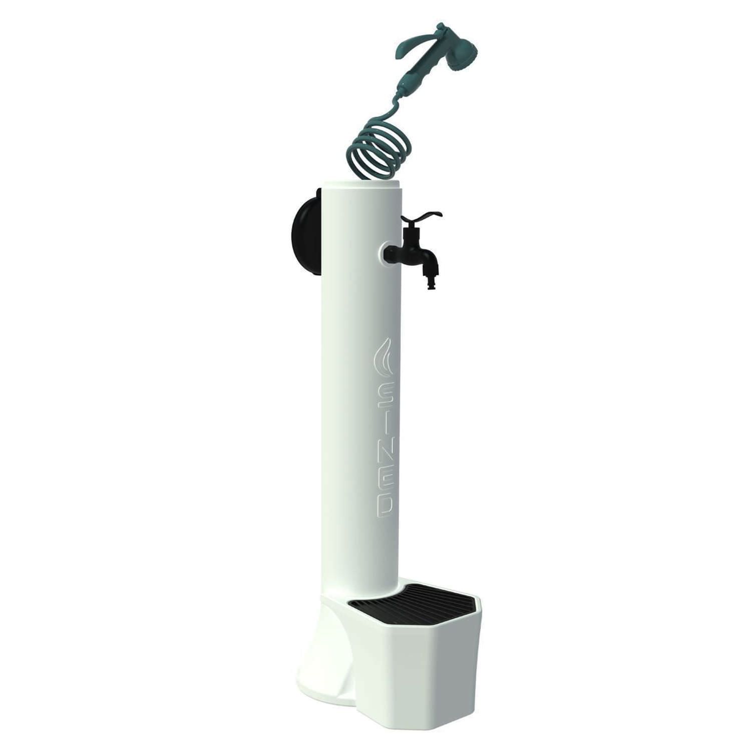 Fuente de jardín blanca de polietileno HD con grifo y rejilla de aluminio - Imagen 2
