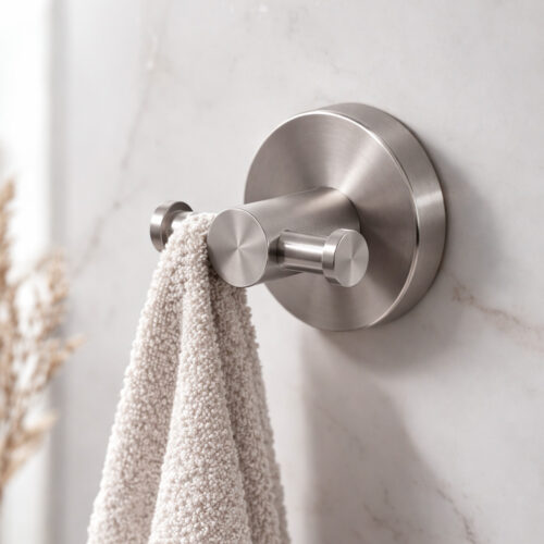 Ganchos dobles de toallas en acero inoxidable 316L color inox satinado