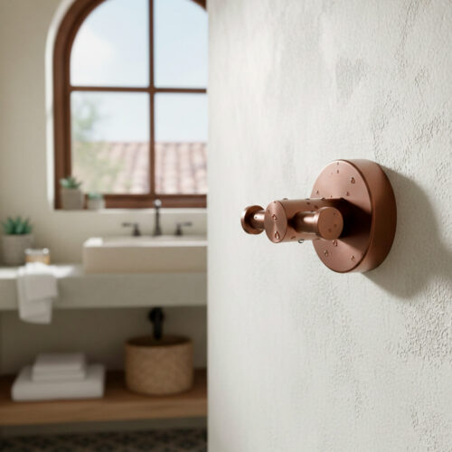 Ganchos dobles para toallas en acero inoxidable 316L color oro rosa
