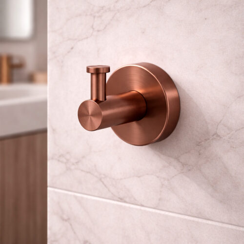 Gancho para toallas de acero inoxidable 316L en oro rosa resistente y moderno