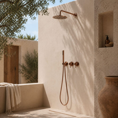 Kit de ducha empotrado pared 25 cm oro rosa acero inoxidable 316L