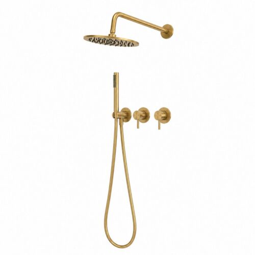 Kit de ducha empotrado pared 25 cm agua fría oro acero inoxidable 316L