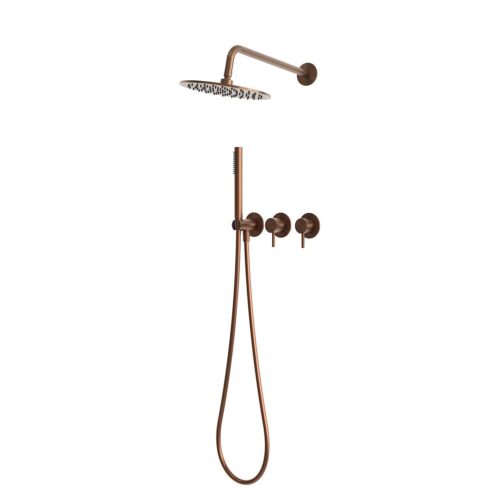 Kit de ducha empotrado pared negro-oro acero inoxidable 316L 25 cm