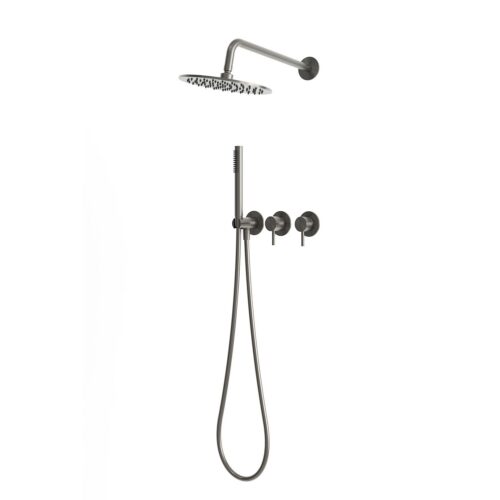 Kit de ducha empotrado pared 30 cm gun metal acero inox 316L