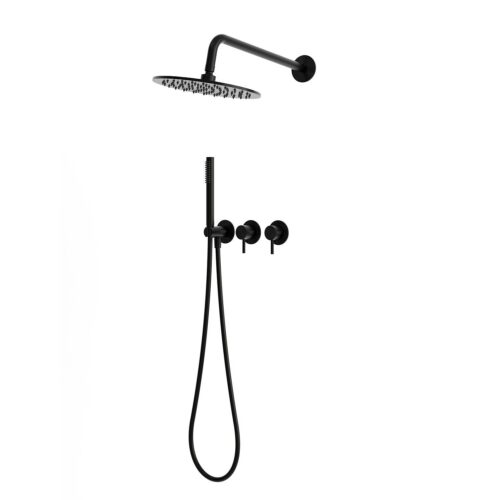 Kit ducha empotrado pared 30 cm negro en acero inoxidable 316L