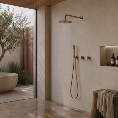 Kit de ducha empotrado a pared 30 cm oro rosa acero inoxidable 316L