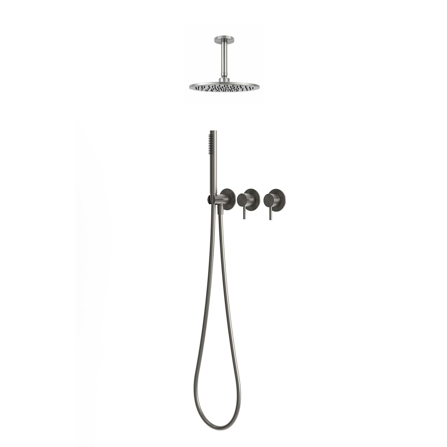 Kit de ducha empotrado pared 30 cm gris canón acero inoxidable 316L