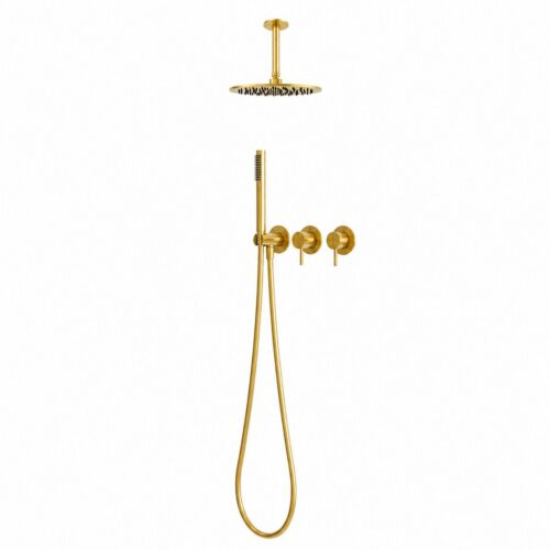 Kit ducha a techo corto 30 cm oro acero inoxidable 316L agua fría