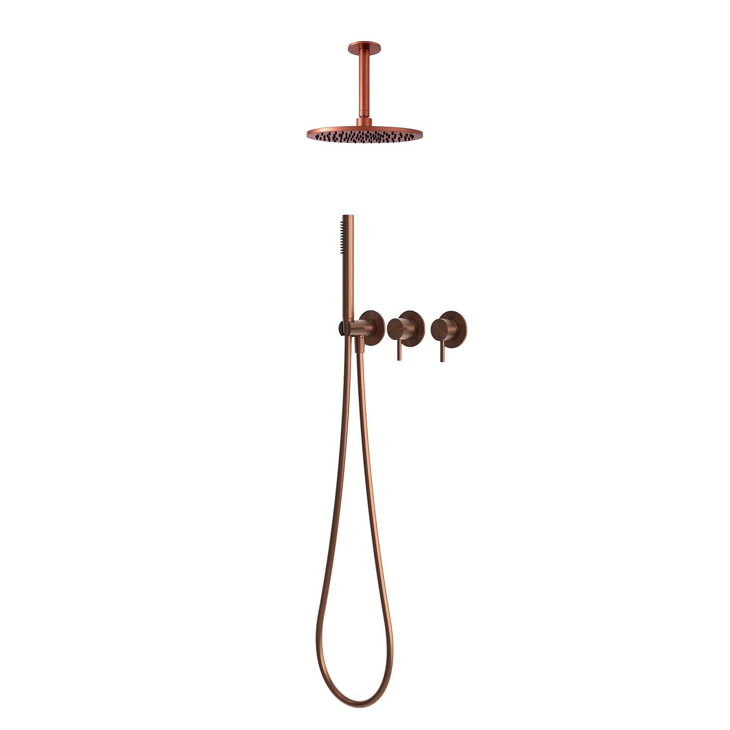 Kit ducha de techo corto 30 cm agua fría oro rosa acero inox 316L