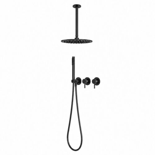 Kit de ducha de techo agua fría 25 cm negro acero inoxidable 316L