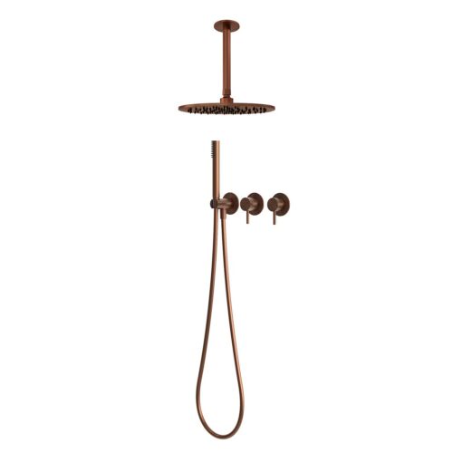 Kit ducha techo fría largo 25 oro rosa acero inox 316L