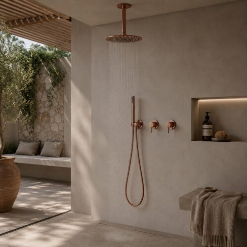 Kit ducha de techo 30 cm oro rosa acero inoxidable 316L