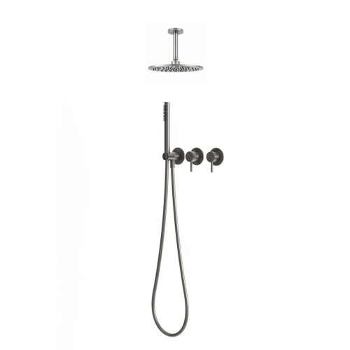 Kit ducha techo corto 25 cm color canón acero inoxidable 316L completo