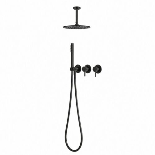 Kit de ducha a techo corto 30 cm negro acero inoxidable 316L