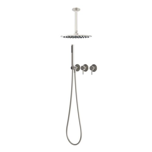 Kit ducha techo 25 cm acero inoxidable 316L color inox con mezclador y doccino