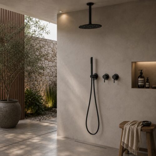 Kit de ducha de techo 30 cm negro acero inox 316L