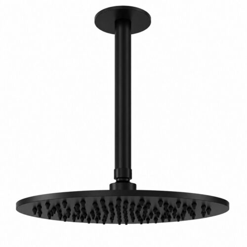 Kit brazo y rociador de ducha a techo negro acero inox 316L 25 cm