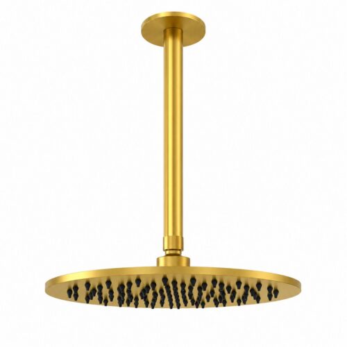 Brazo y rociador de ducha a techo oro 25 cm acero inox 316L