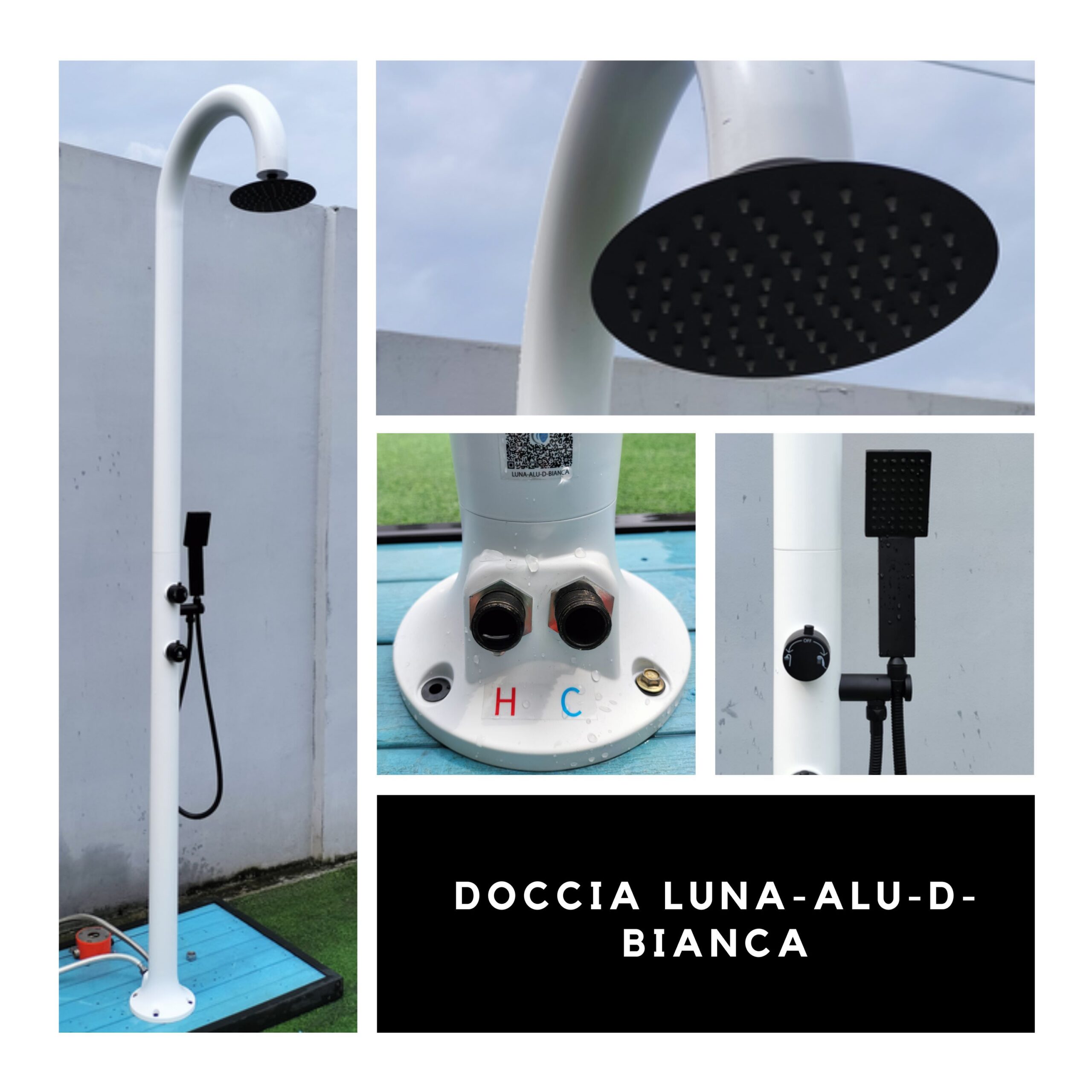 Ducha blanca de aluminio con ducha de mano mezclador y rociador antical - Imagen 5