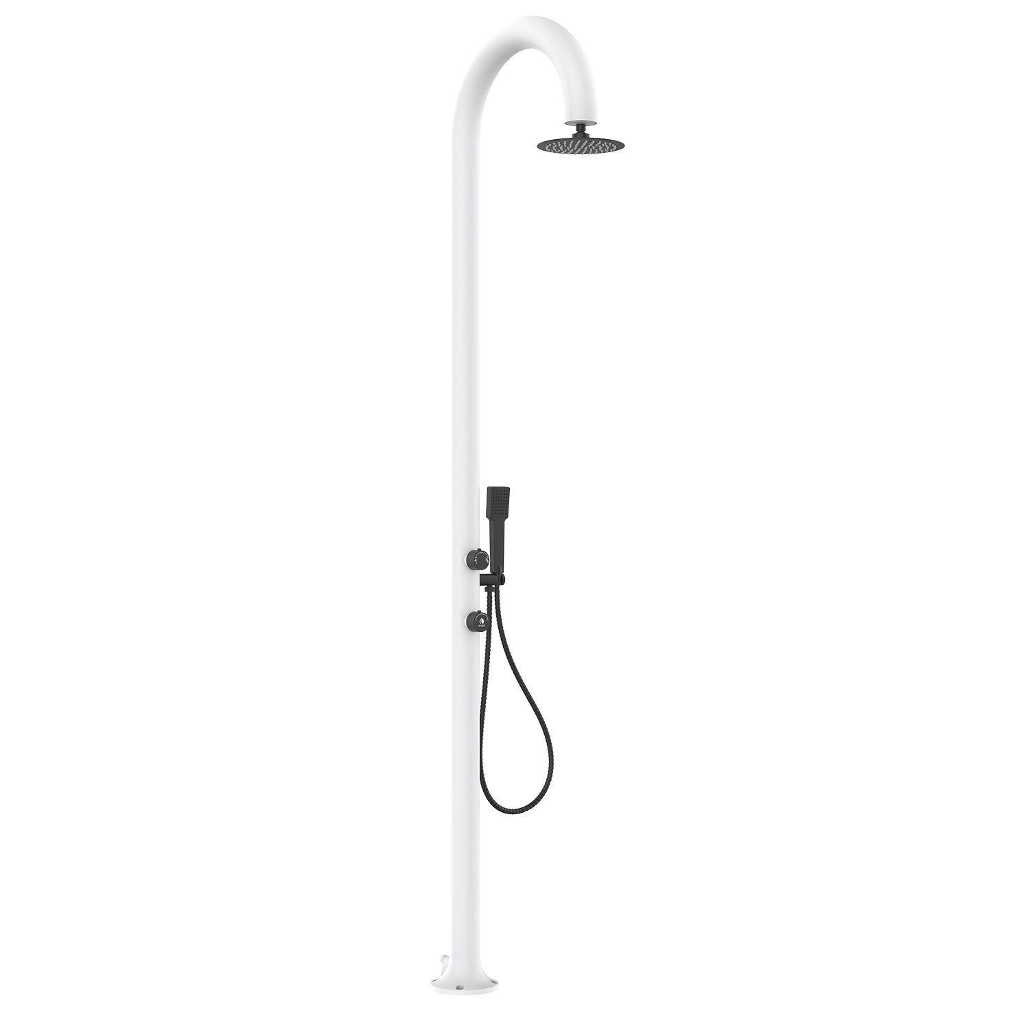 Ducha blanca de aluminio con ducha de mano mezclador y rociador antical - Imagen 2