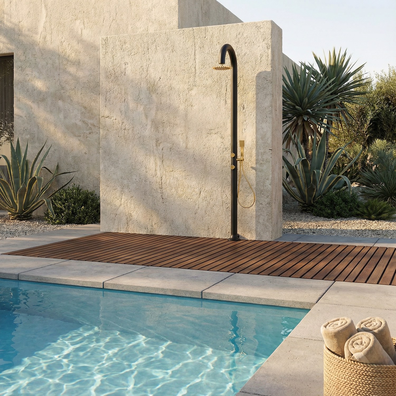 Duchas de aluminio para piscinas con ducha de mano