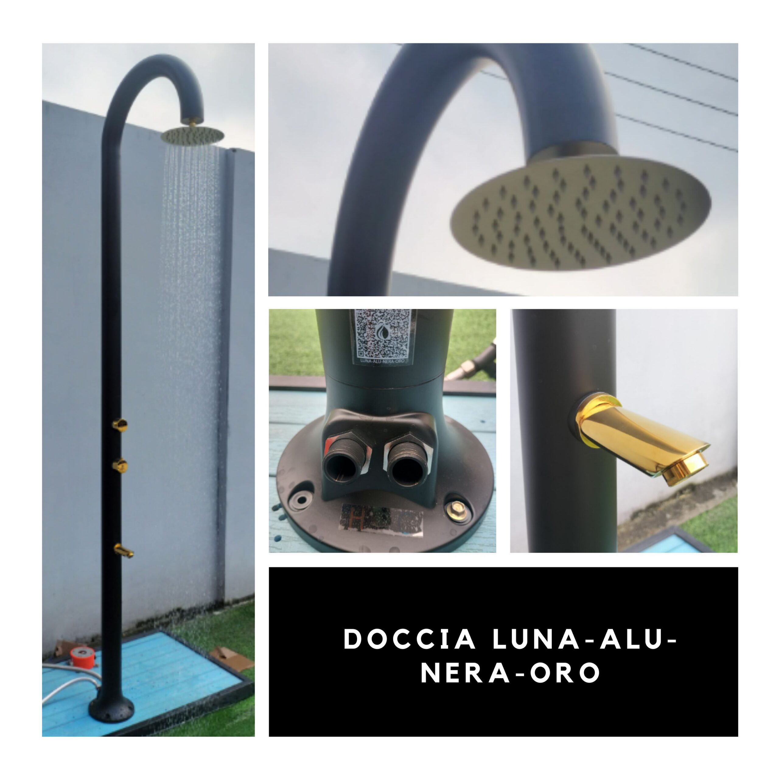 Ducha aluminio negro y oro interiorexterior agua caliente y fría - Imagen 5