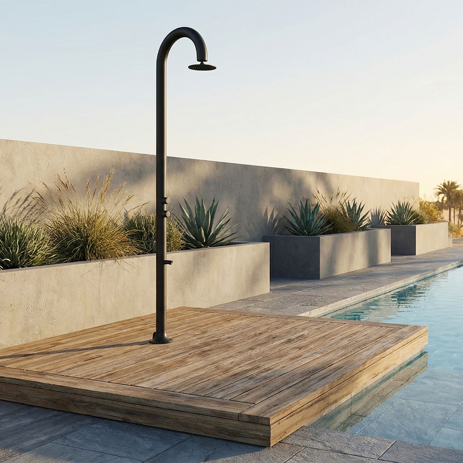 Duchas de aluminio para piscinas con temporizador