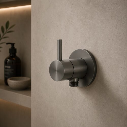 Mezclador de ducha mural con shattaf color canón acero inox 316L