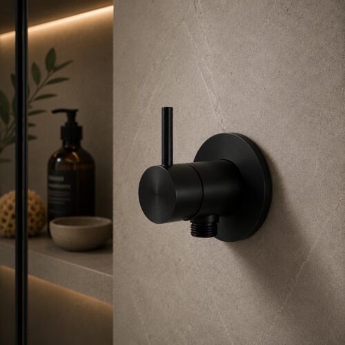 Mezclador ducha shattaf mural negro acero inox 316L anticorrosión
