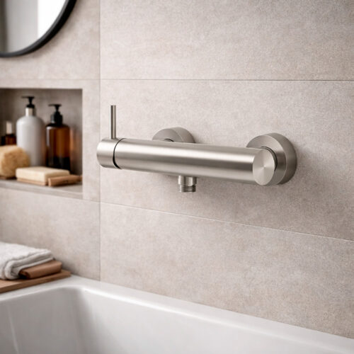 Mezclador de ducha pared inox satinato 316L con 1 salida resistente a la corrosión